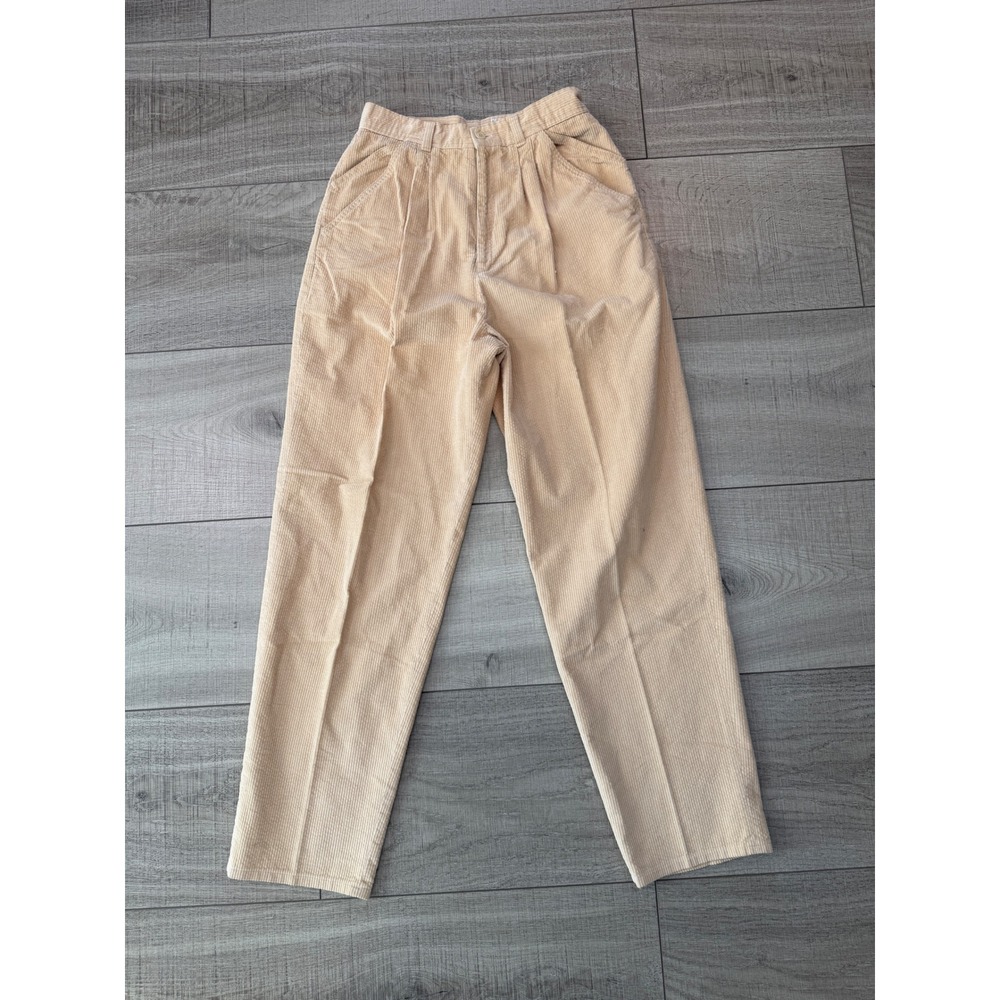 Cream corduroy pants high waisted vintage style minimalist trousers